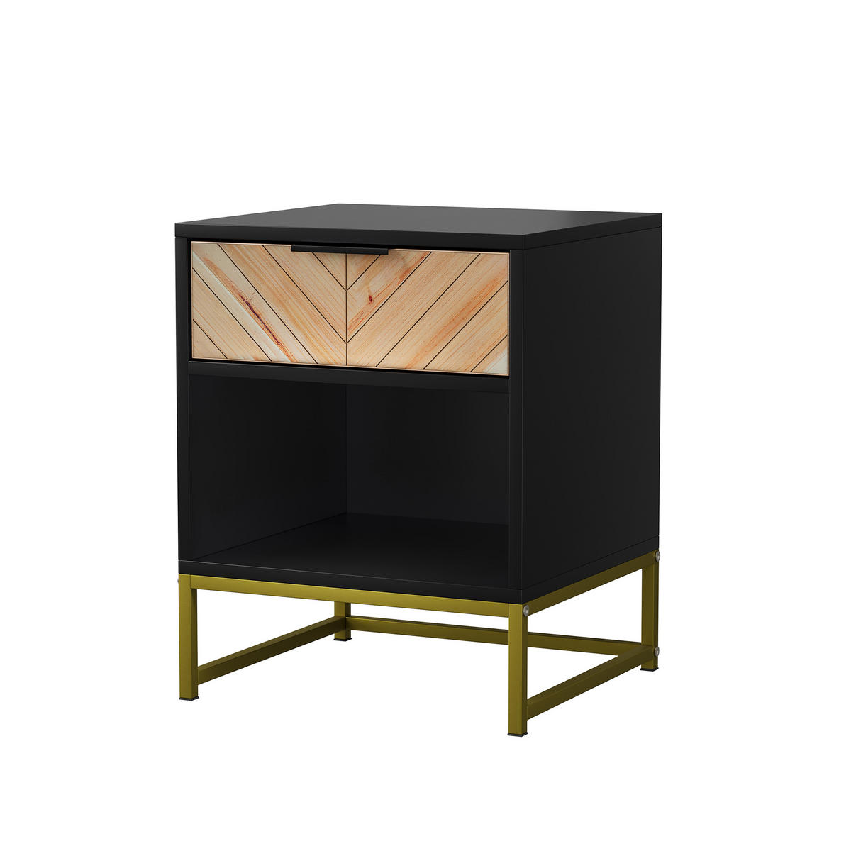NACHTTISCH Schwarz Holzfarben 43/40/55 cm - Schwarz, Holz (43/55/40cm) - PANGIVO