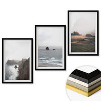 WANDBILDER 3er-Set - 40x60 cm Schwarzer Rahmen - Landschaften aus Bergen und Meer - Schwarz, Kunststoff (40/60cm) - ArtPrintCave