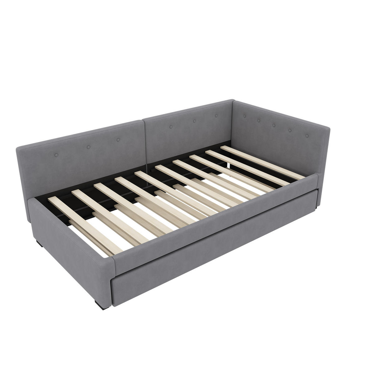 TAGEBETT 90x200cm Grau mit Rollbett minimalistisch - Grau, Holz - FLIEKS