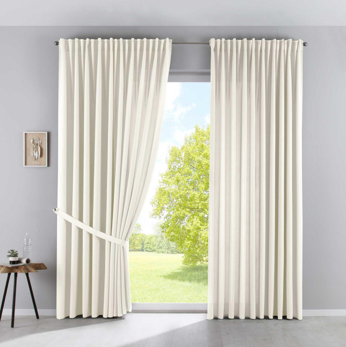 SCHLAUFENGARDINE 2ER SET »Palermo« HxB 250x300 cm Creme - Creme, Textil (300/250cm) - Gardinenbox