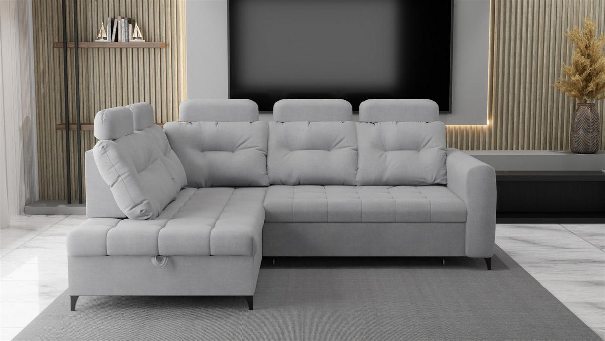 ECKSOFA Wendie - Hellgrau, Holzwerkstoff/Textil (200/250cm) - Fun Möbel