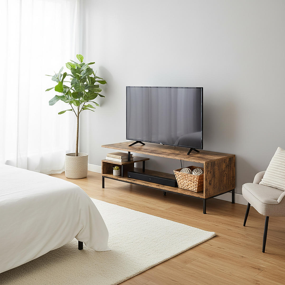 TV-LOWBOARD - Braun, Holzwerkstoff/Metall (106/40/39.5cm) - Relaxdays