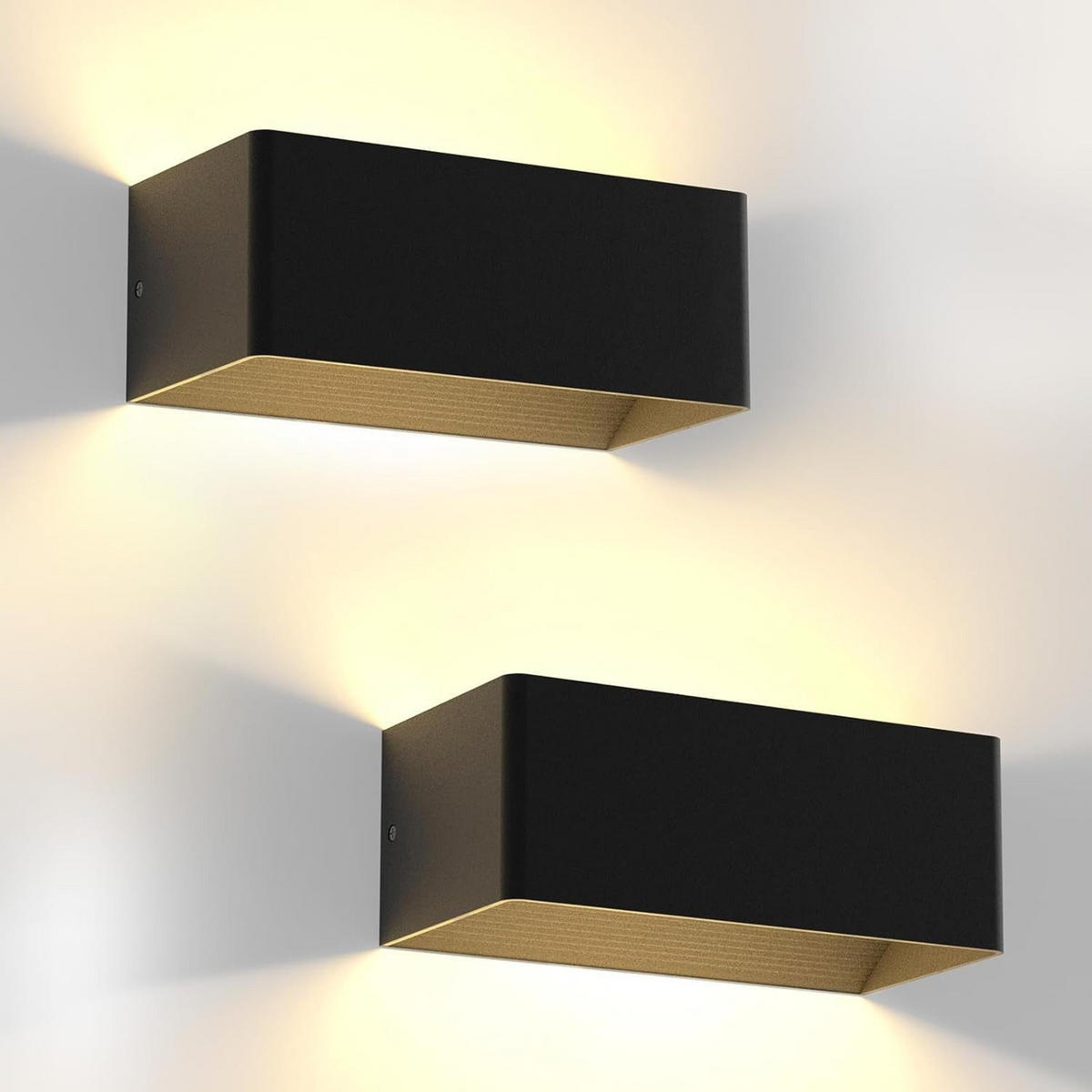 LED nástěnné svítidlo Yarger 2/10/8cm (sada 2 ks) - černá, kov (10/8/2cm) - Nettlife