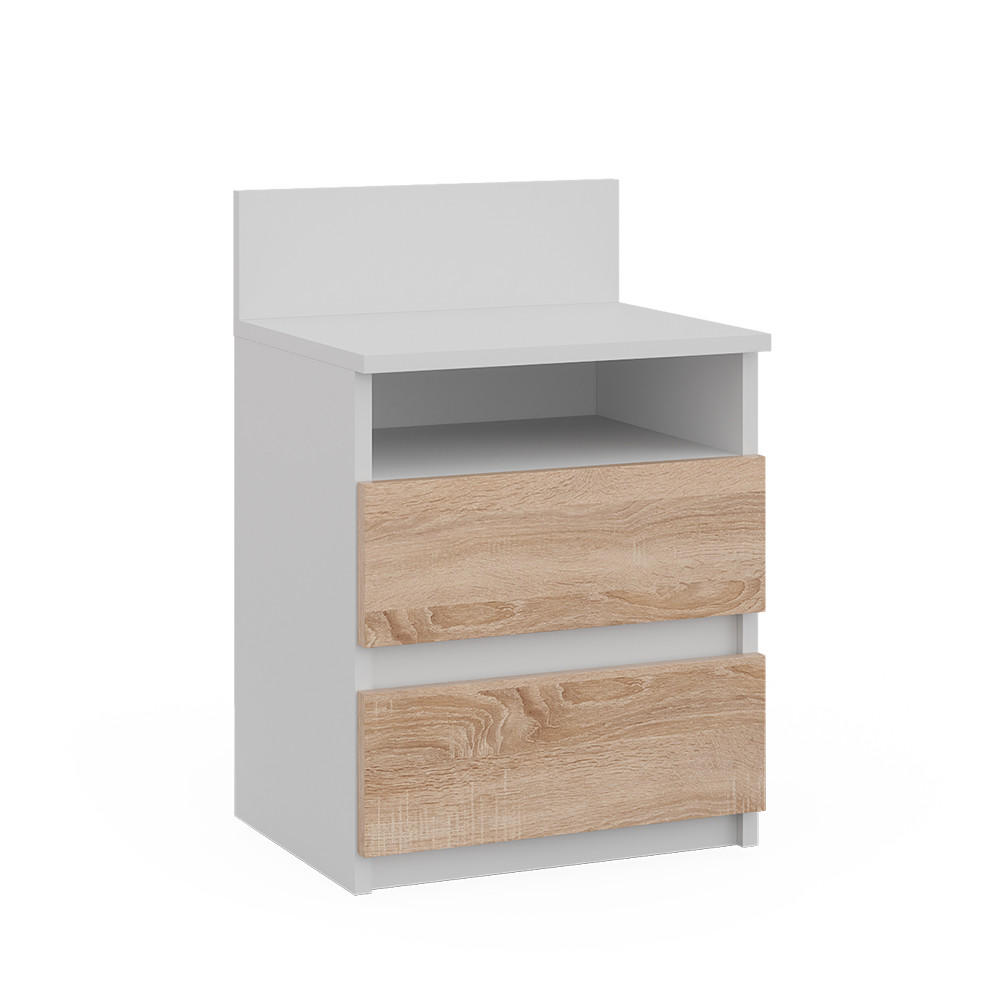 Vicco NOČNÍ STOLEK Monty Bílá/Sonoma 39.6 x 59.1 cm se 2 zásuvkami