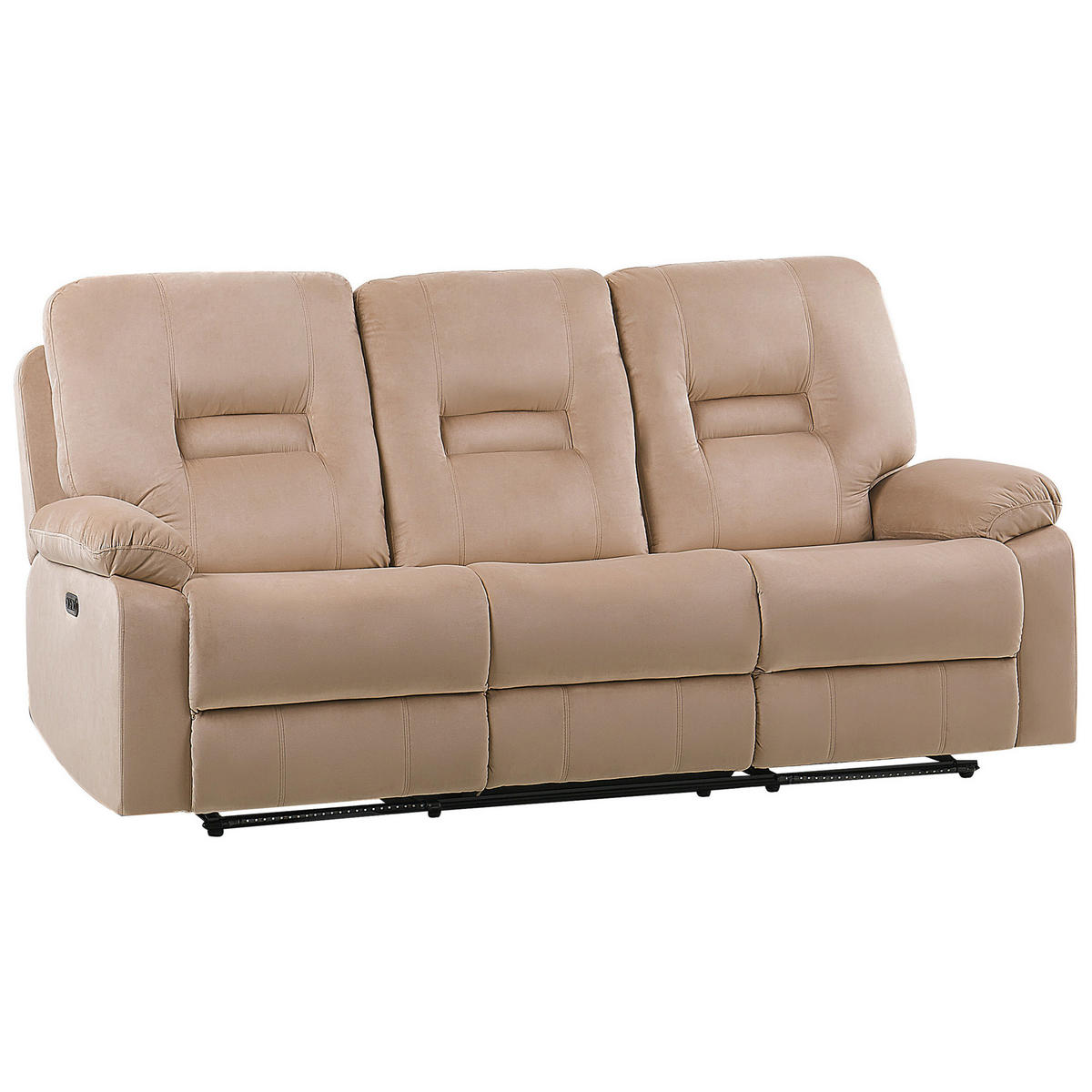 3-SITZER-SOFA mit LED-Beleuchtung Samtstoff Beige Bergen - Beige, Textil (204/101/73cm) - Beliani
