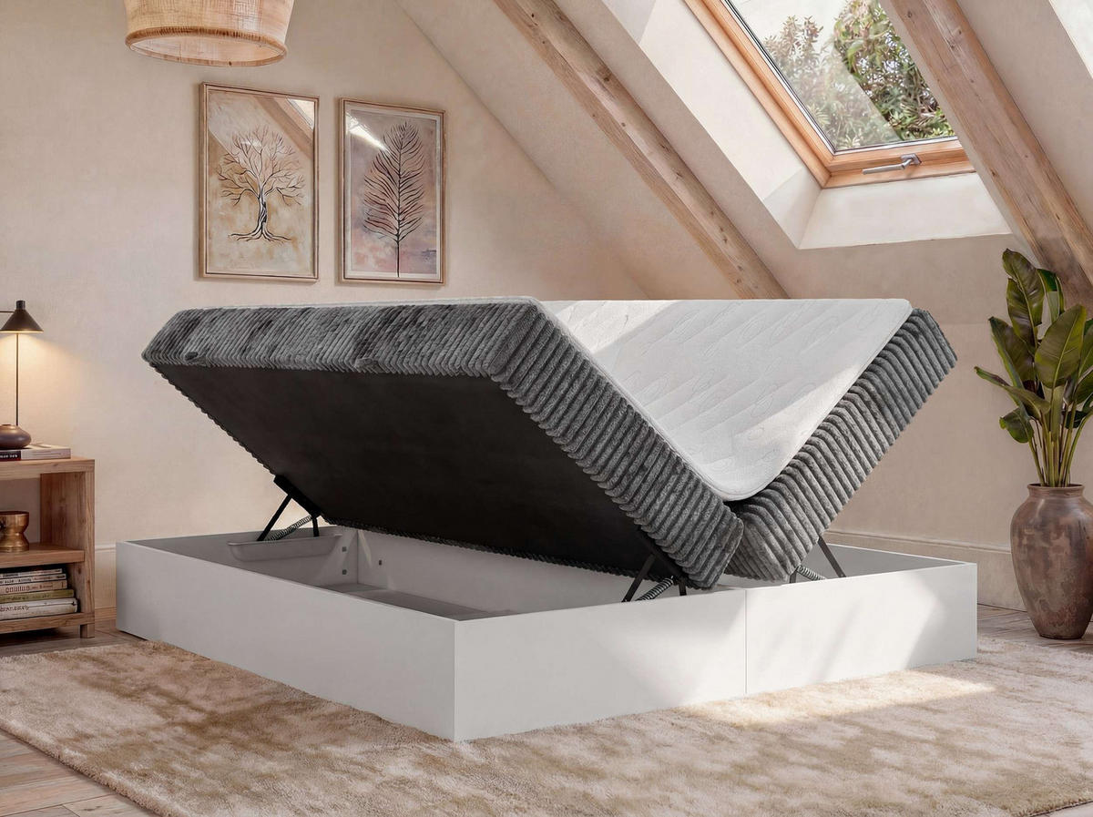 POSTEL BOXSPRING TRAVIT ZERO 140/200 - Šedá Manšestr - Topper Visco - H4 - šedá/černá, textil/plast (140/200cm) - MKS