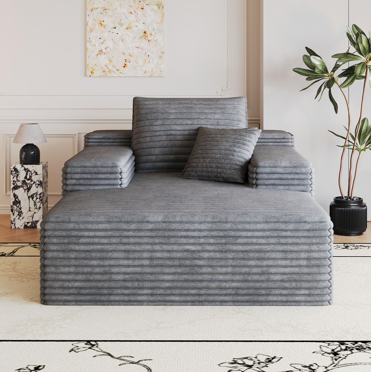 POHOVKA z manšestru v tmavosivej farbe - tmavosivá, textil (159/60/115cm) - Flora Grace