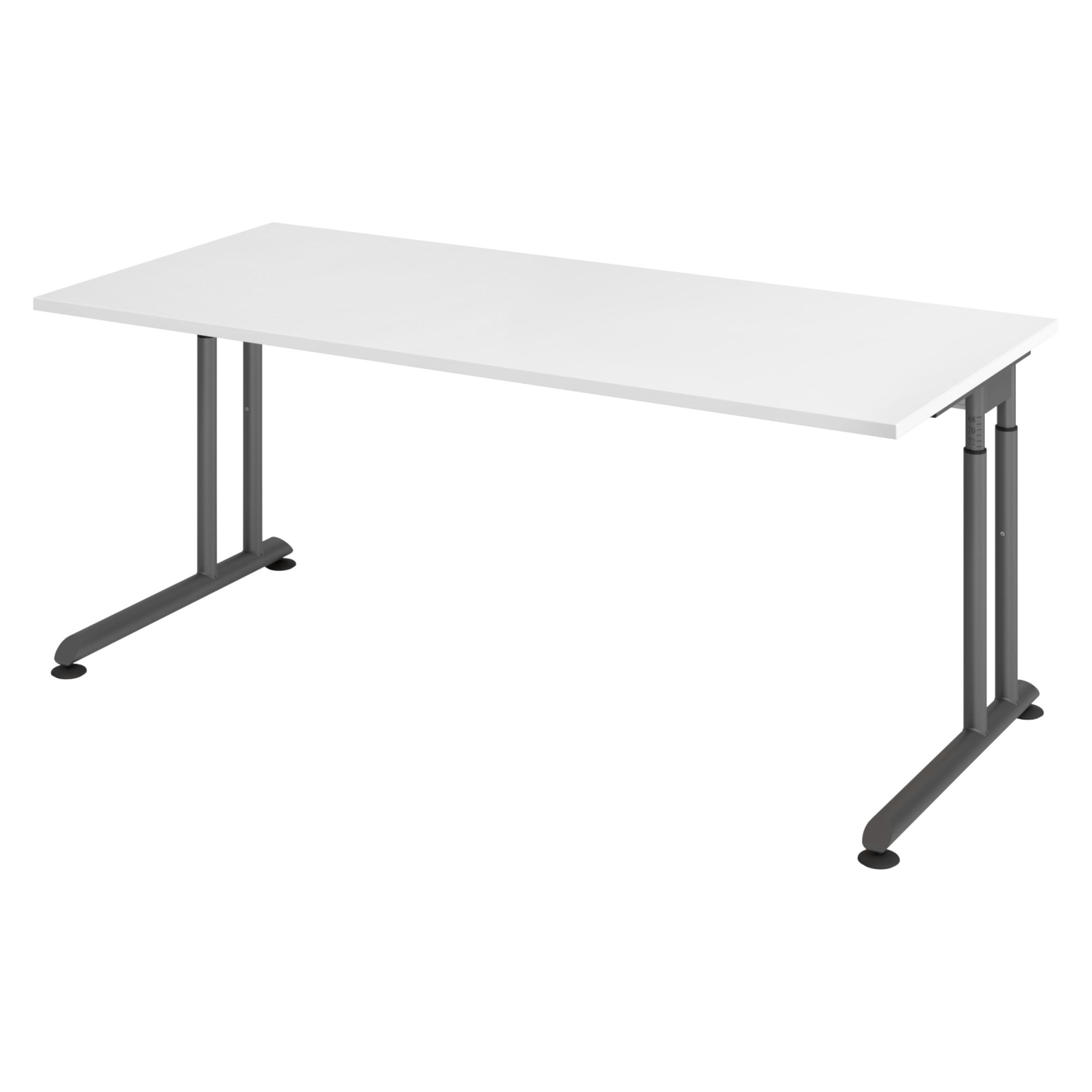 bümö Schreibtisch Weiß, Graphit 180x74x80 cm