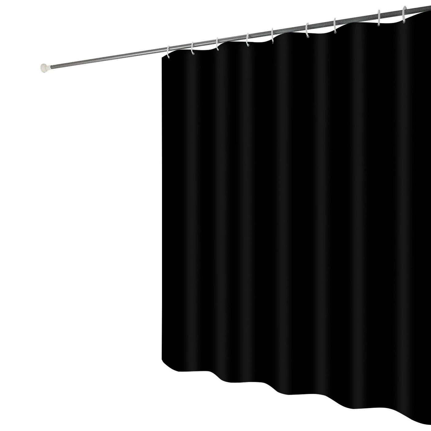 DUSCHVORHANG Schwarz Polyester schimmelresistent wasserdicht Badezimmer mit Ringen - Schwarz, Textil (200/180cm) - MCBOSON
