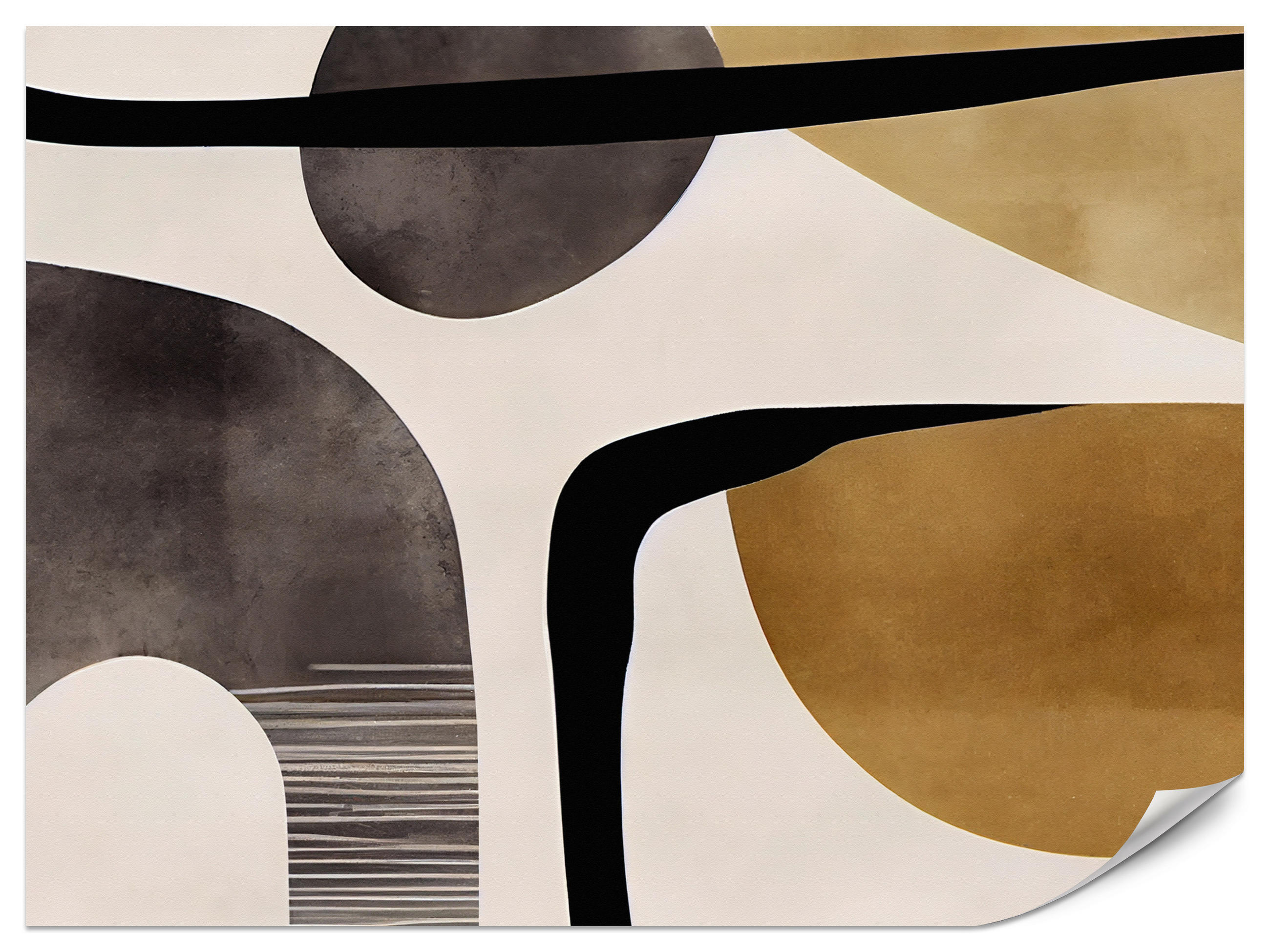 FOTOTAPETE für Wohnzimmer Retro Geometrische Formen Vintage 300x210 - Beige/Schwarz, Papier (300/210cm) - Muralo