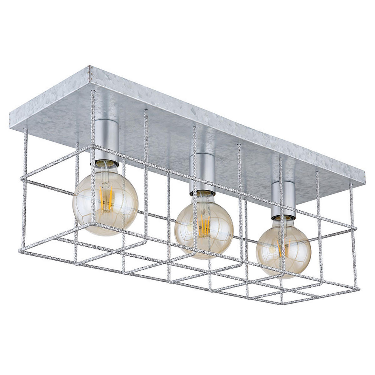 LED DECKENLEUCHTE Metall Silber Gitteroptik - Silberfarben, Metall (60/20/20cm) - Globo Lighting