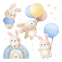 WANDAUFKLEBER 60x94cm - Hasenland - Multicolor, Kunststoff (60/94/0.1cm) - Wallfluent