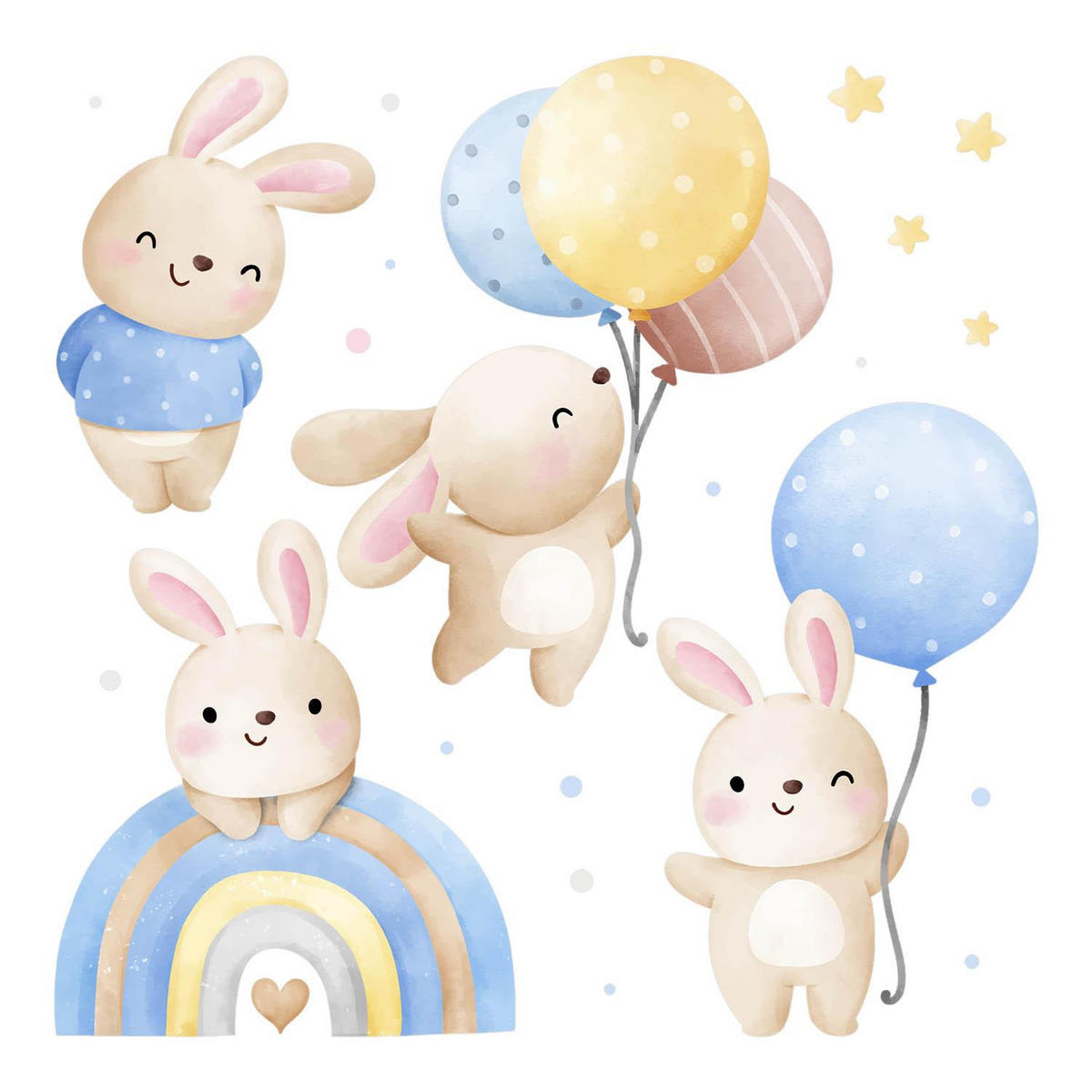 WANDAUFKLEBER 60x94cm - Hasenland - Multicolor, Kunststoff (60/94/0.1cm) - Wallfluent