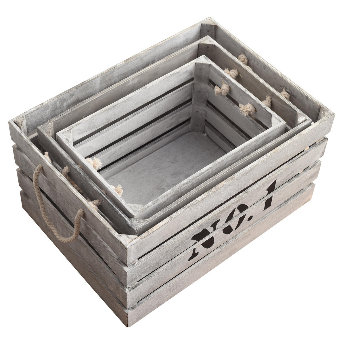 HOLZKISTEN SET, 3 pieces Weiß 30/41/22 cm - Weiß, Holz (30/22/41cm) - Mobili Rebecca