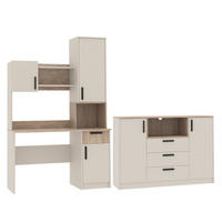 SCHREIBTISCH JUGENDZIMMER GRANT SET 24 GRAUBEIGE CASHMERE 262/195/52,5 - Kaschmir/Schwarz, Holzwerkstoff (262/195/53cm) - Marmex Möbel