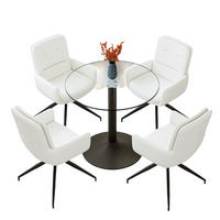 ESSGRUPPE DE-39489 5-teilig, Glastisch und 4 Drehstühlen Weiß - Weiß, Metall (85/75/85cm) - ComfortXL