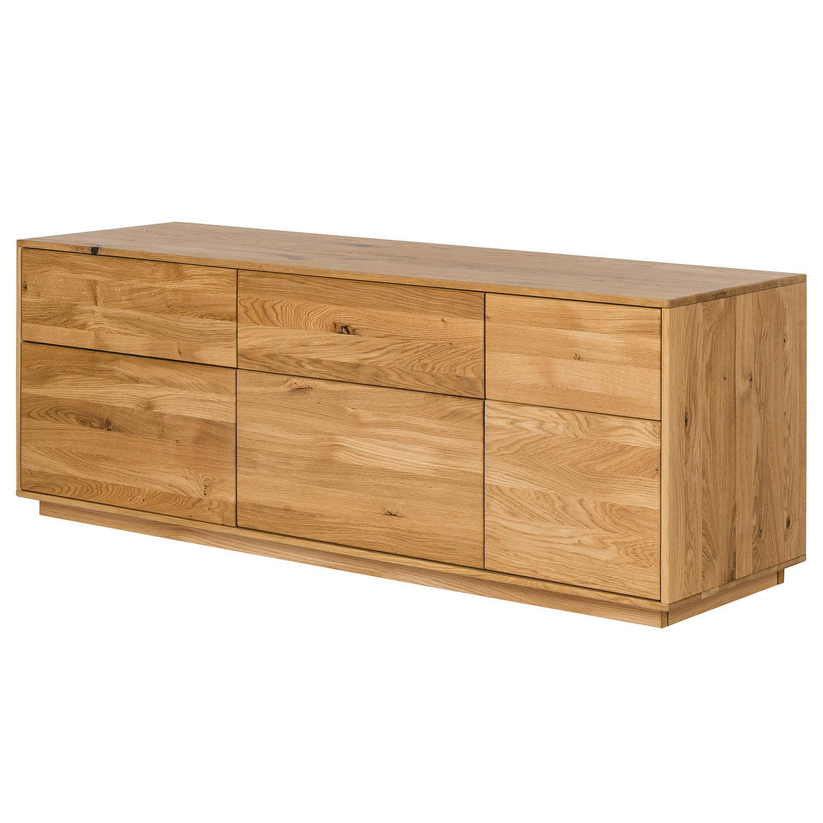 TV-LOWBOARD - Wildeiche massiv - Wildeiche, Holz (157/57/44cm) - home24
