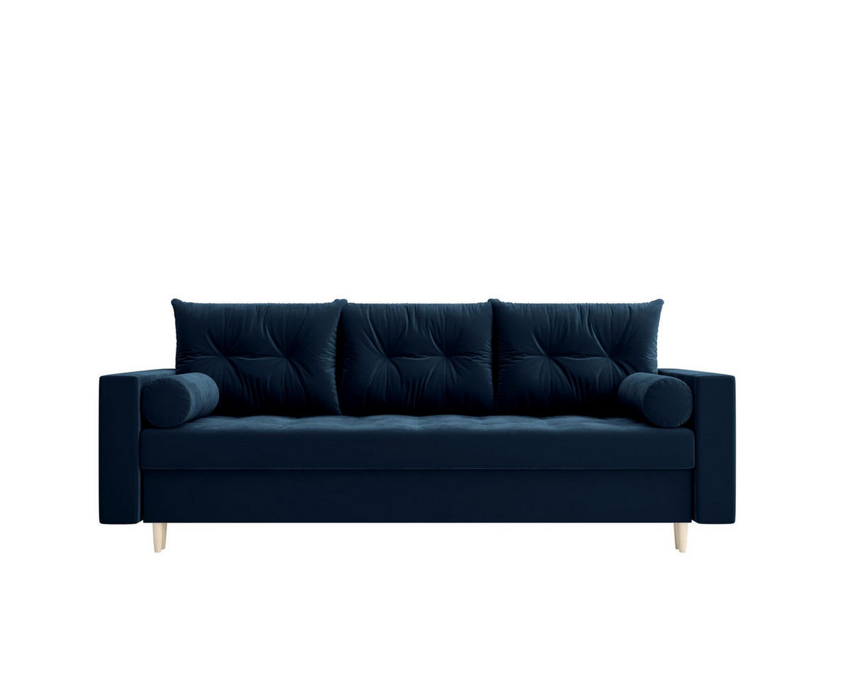 SOFA SKANDI mit Schlaffunktion ITAKA 11 mit Stauraum - Dunkelblau, Textil (90/88/232cm) - Bedante