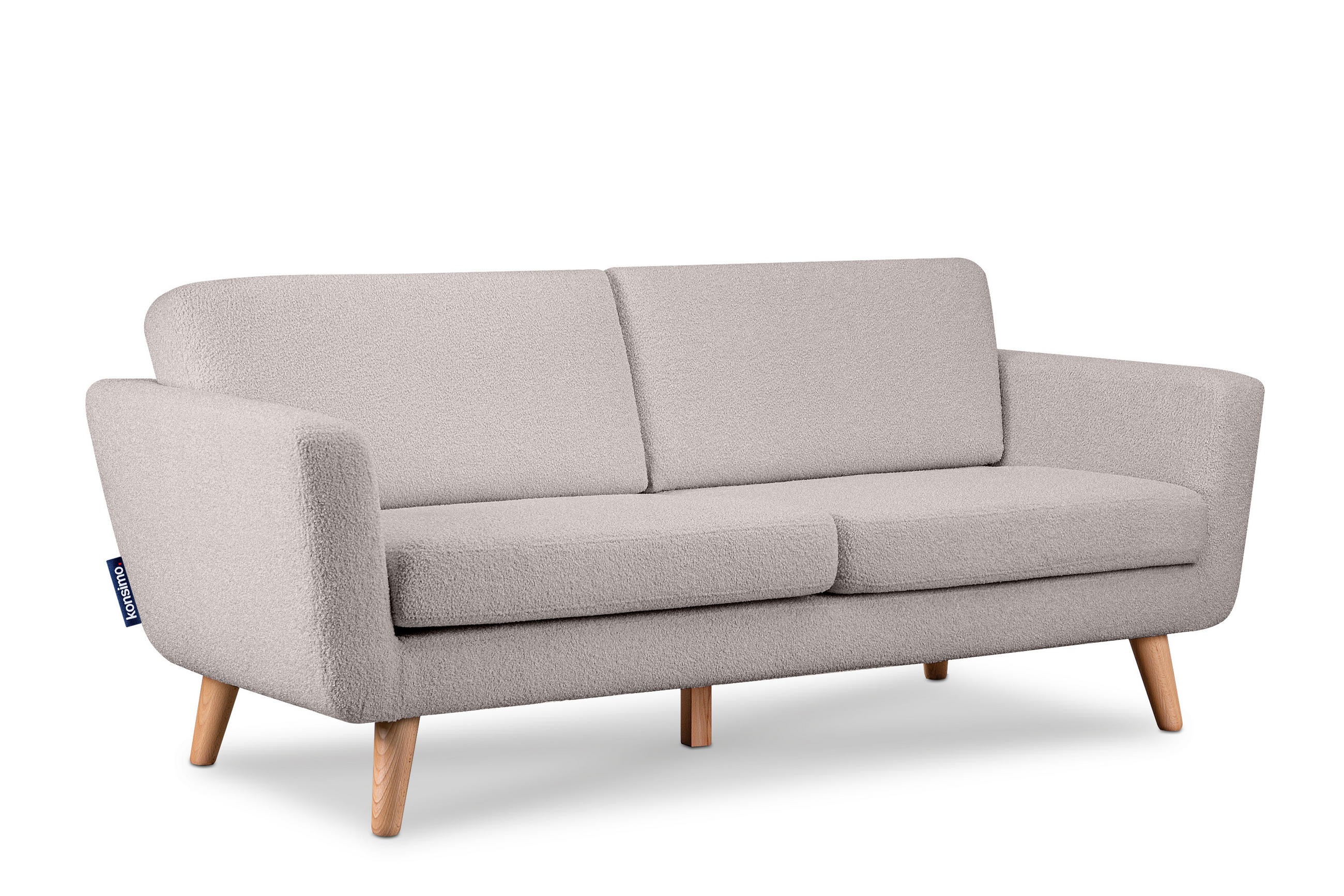3-SITZER-SOFA TAGIO mit Armlehnen, Hellgrau - Hellgrau/Braun, Buchenholz/Textil (88/80/190cm) - KONSIMO®