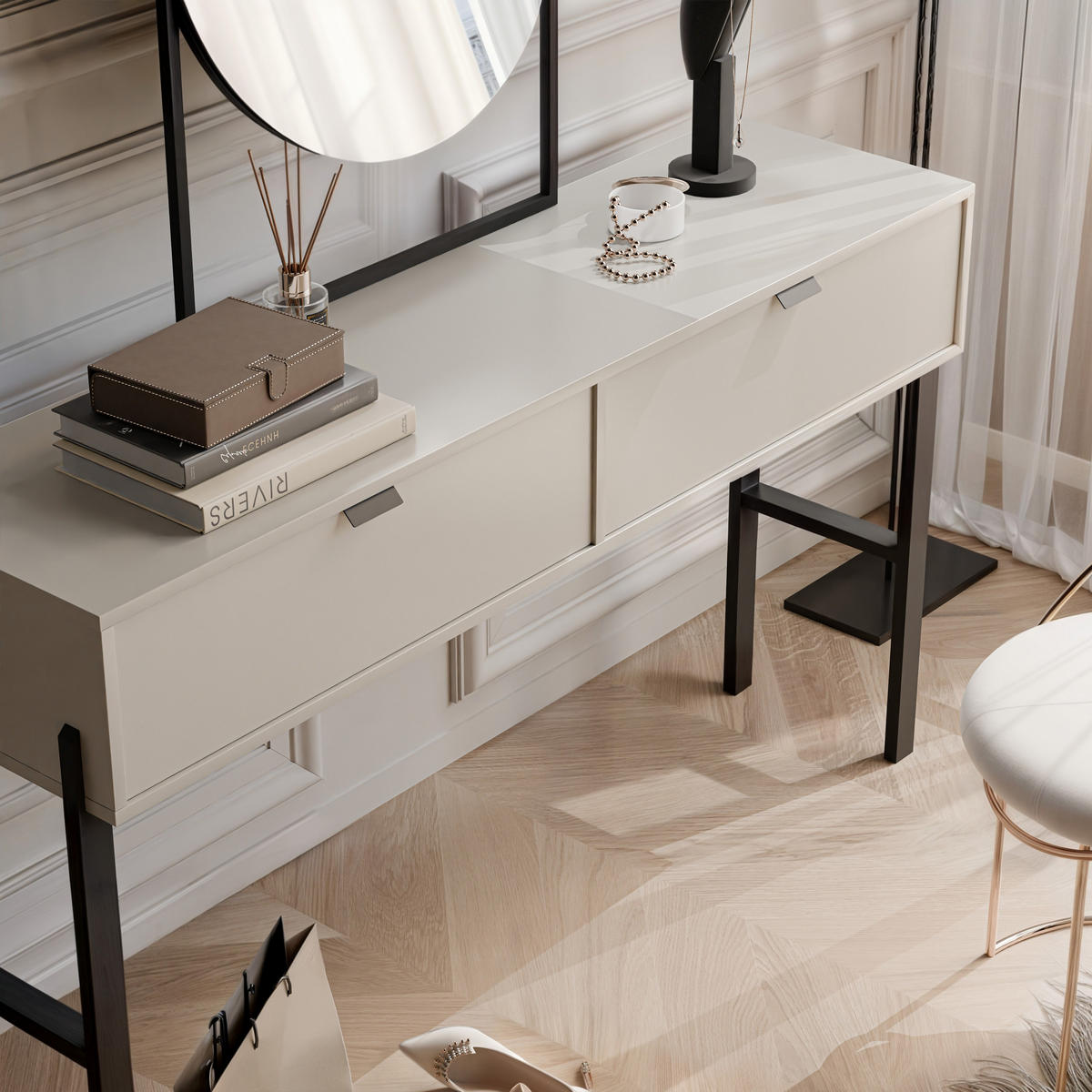 KONSOLENTISCH MINO mit 140 / 83 / 37, Beige - Beige, Holzwerkstoff (37/140/83cm) - MASSENO