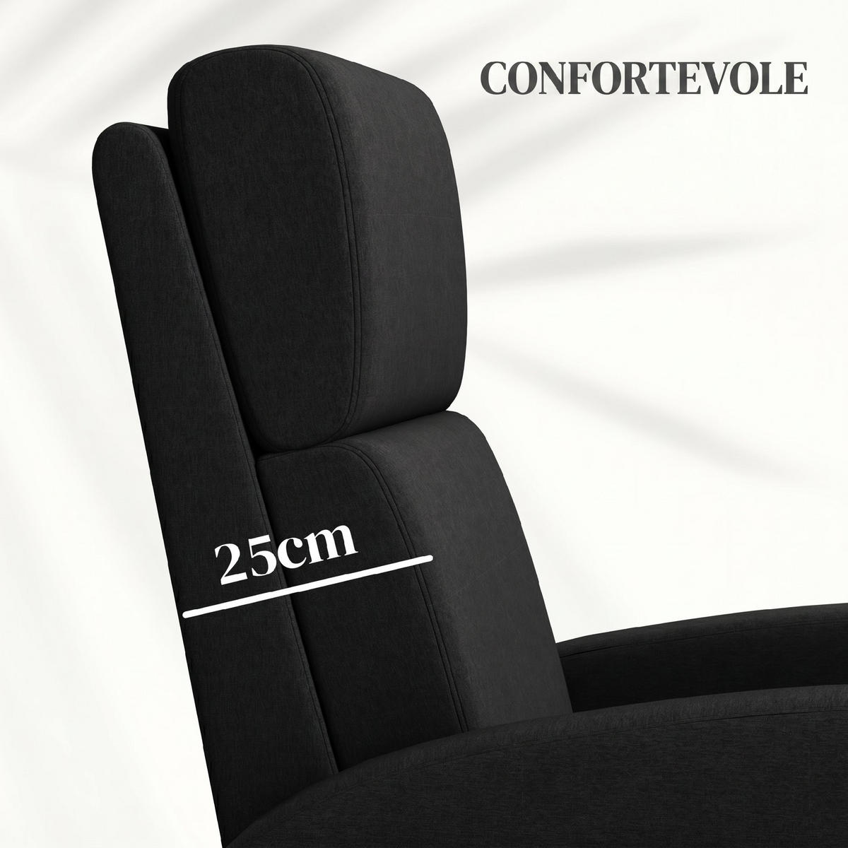 RELAXSESSEL,MANUELL 160° Leinenoptik Fußstütze,schwarz - Schwarz, Textil (64/102/86cm) - Vallsero