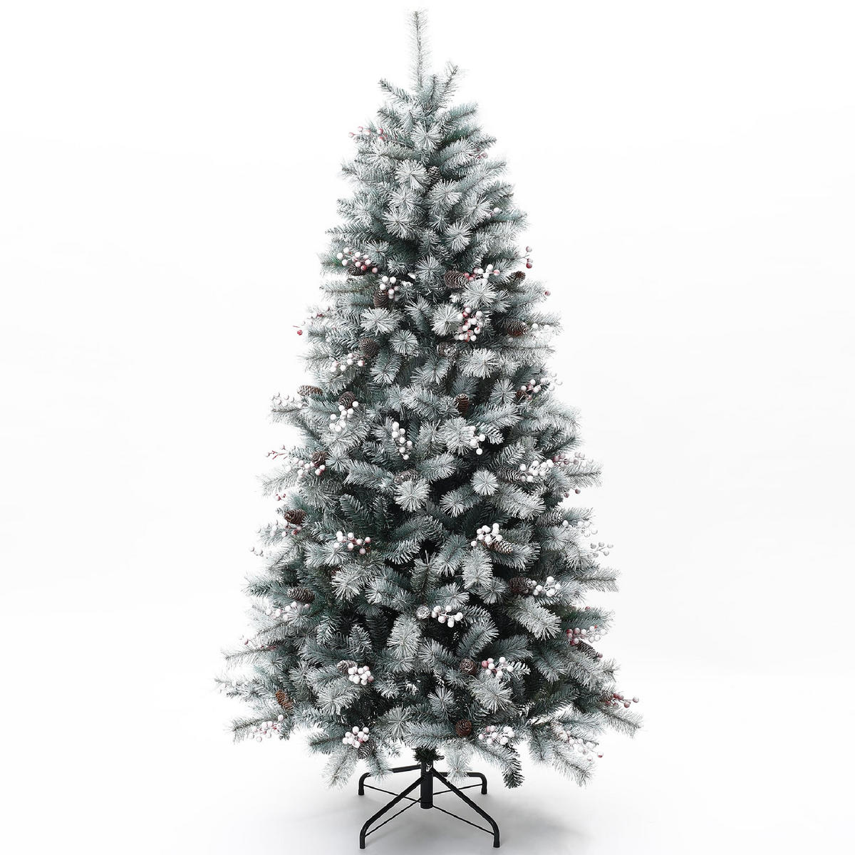 KÜNSTLICHER Weihnachtsbaum 180 cm mit Schnee – Naturgetreu - Grün, Kunststoff/Metall (180cm) - Hometopia