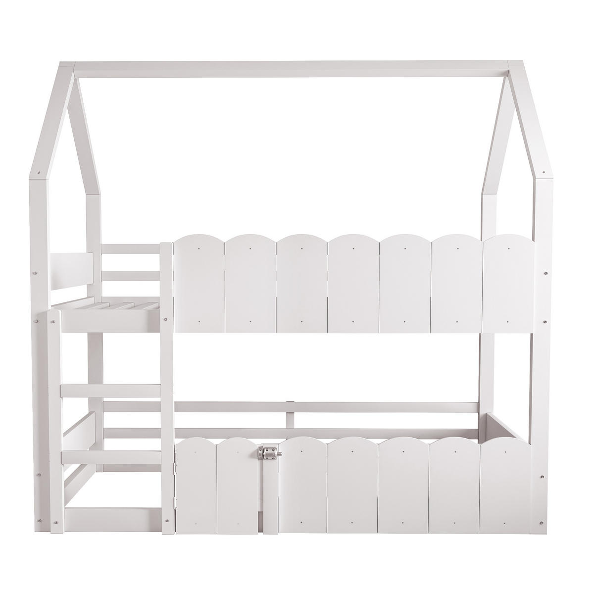 HAUSBETT 90x200 Weiß Sicherheitsgitter Holz - Weiß, Holz (90/200cm) - FLIEKS