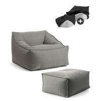 SITZSACK Der Sunnyboy mit Hocker - Dunkelgrau, Textil (80/60/83cm) - Mokebo