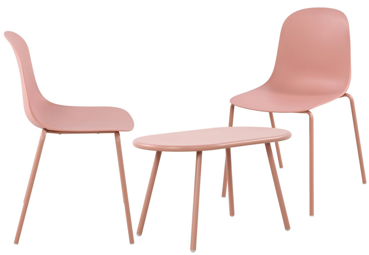 GARTENSITZGRUPPE Kunststoff Pink (3-teilig) - Pink, Kunststoff - CLP