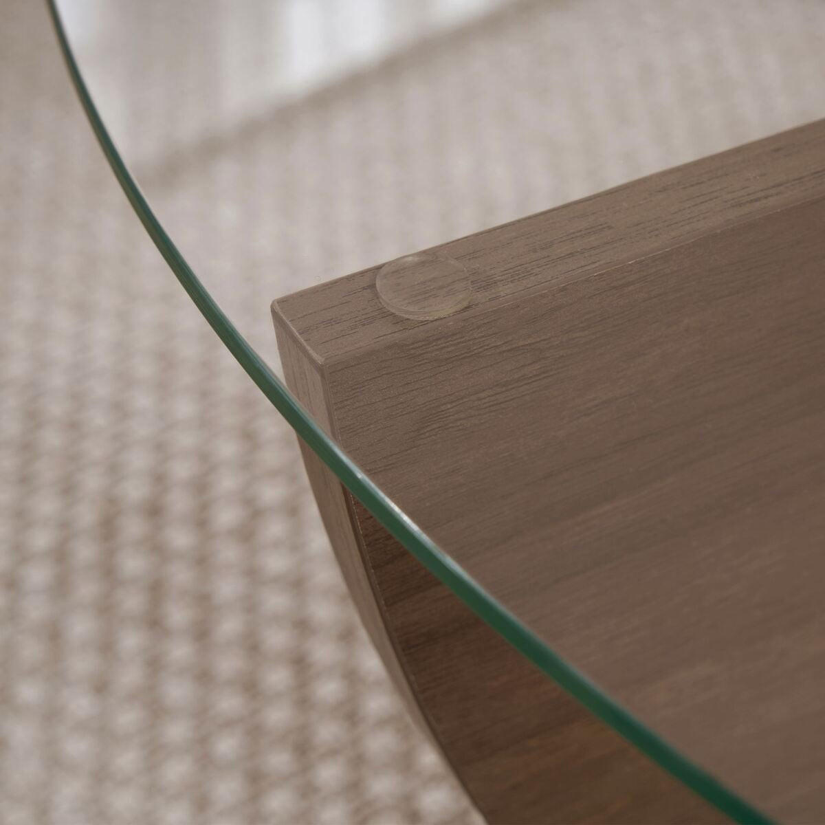 COUCHTISCH mit Glasplatte Nina 90/90/30 cm - Naturfarben, Holzwerkstoff (98/90/30cm) - Calicosy