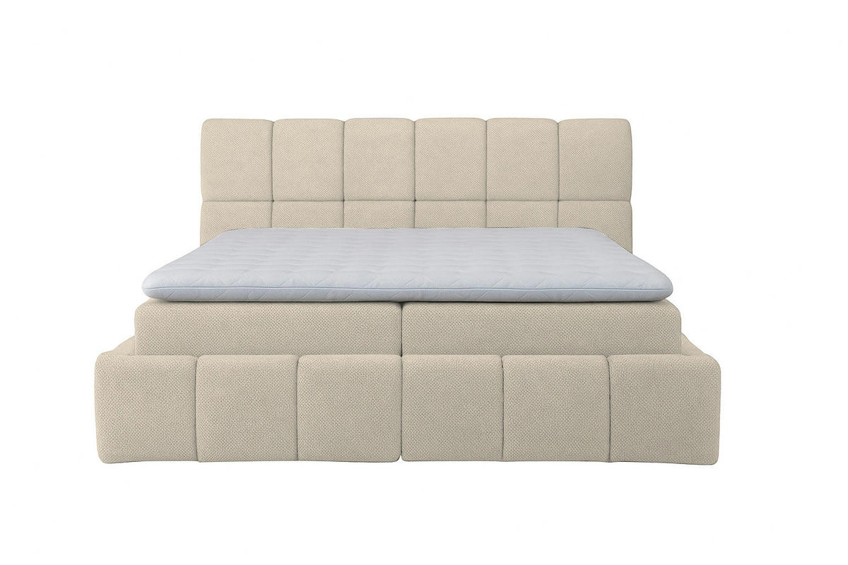 BOXSPRINGBETT AURA mit Topper und Bettkasten, Beige, H3 Bonell, 120x200 cm - Beige, Textil (120/200cm) - KS Home Concept