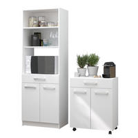 KÜCHENSCHRANK Set 2-teilig weiß mit Buffet und Mehrzweckschrank - Silberfarben/Weiß, Holz/Holzwerkstoff (120/176/43cm) - Parisot Meuble