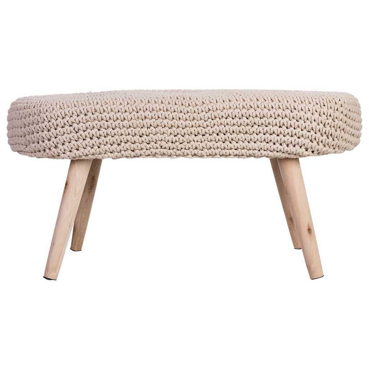 HOCKERBANK aus Holz und Baumwolle, beige, 82x43cm - Beige, Holz (82/43/43cm) - Wanderlust