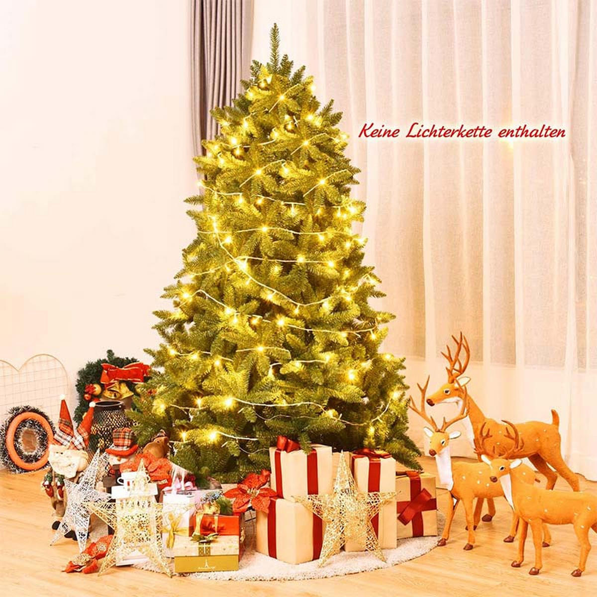 WEIHNACHTSBAUM mit 11 Lichtmodi und 5 Farbwechseln 210CM Grün - Grün, Metall (210cm) - COSTWAY