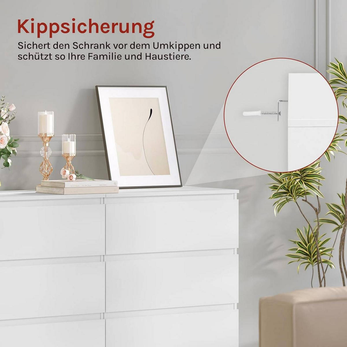 KOMMODE mit 4 Schubladen, 60x90x40 cm, Weiß - Weiß, Holzwerkstoff (60/90/40cm) - Woltu