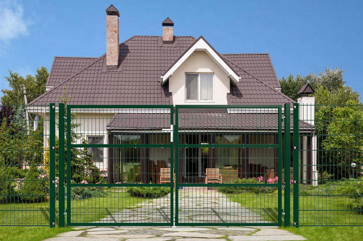 ZAUNTOR Razo Grün 3m H.160cm + TÜRCHEN 1m H.160cm - Grün, Metall (306/166cm) - Casanoov