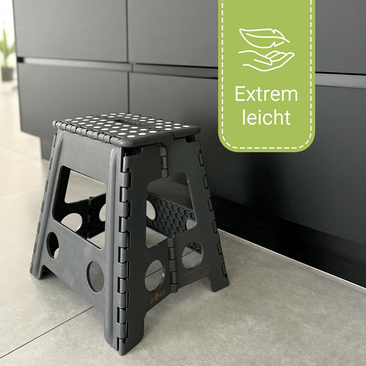 KLAPPHOCKER, 100% Kunststoff - Anthrazit, Kunststoff (29/39/22cm) - Zollner