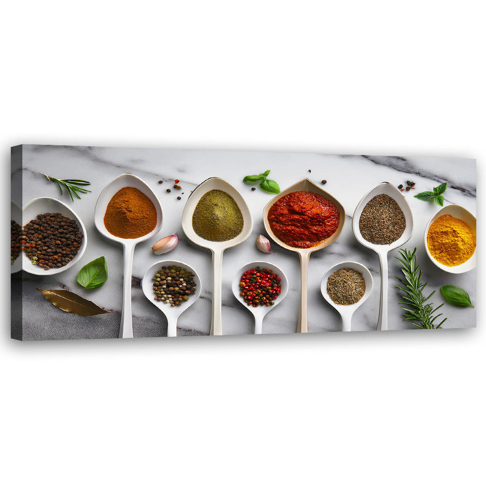 WANDBILD aromatische gewürze für die küche - Multicolor, Textil (90/30cm) - Feeby