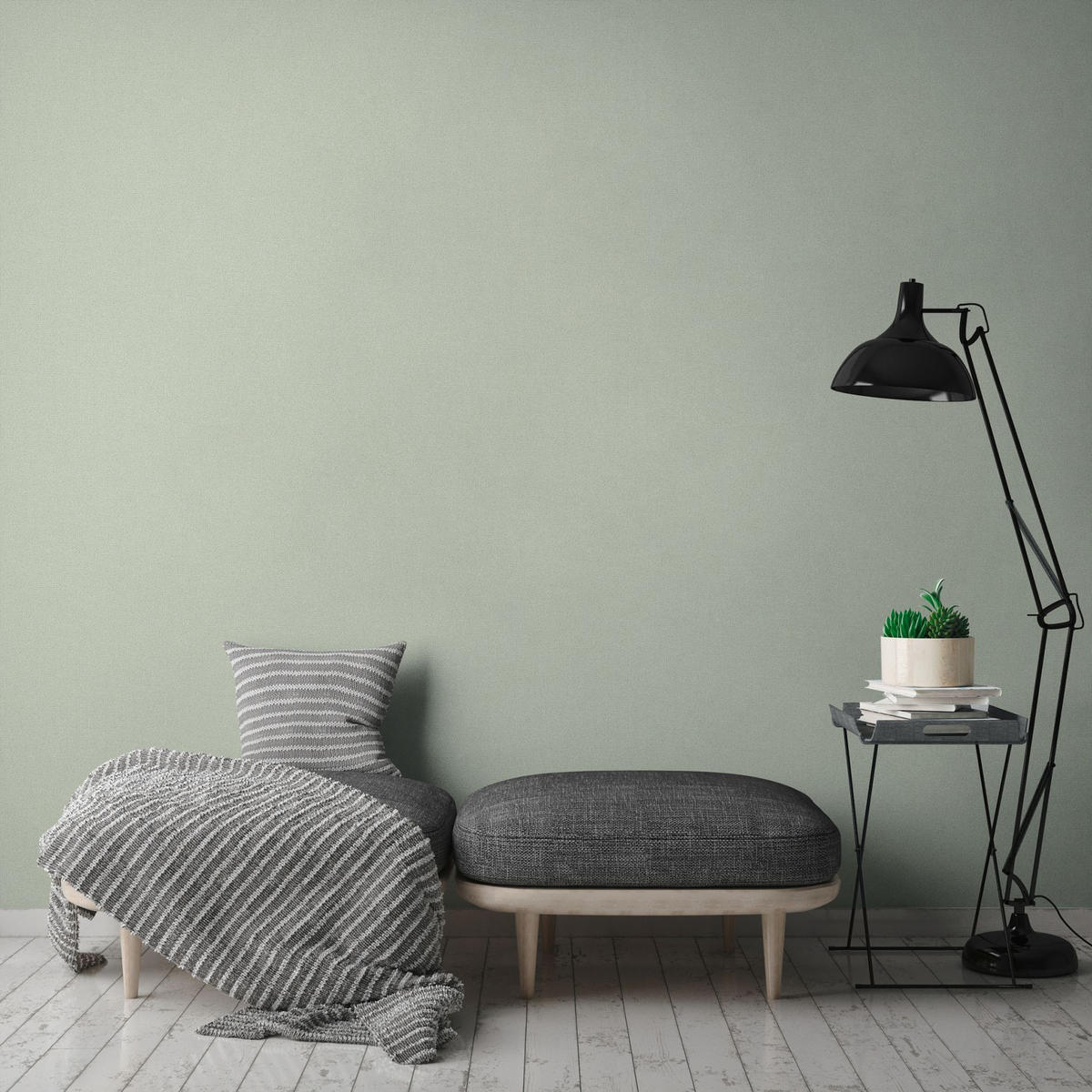 VLIESTAPETE Grün 53/1005 cm - Grün, Textil (53/1cm) - KUNSTLOFT