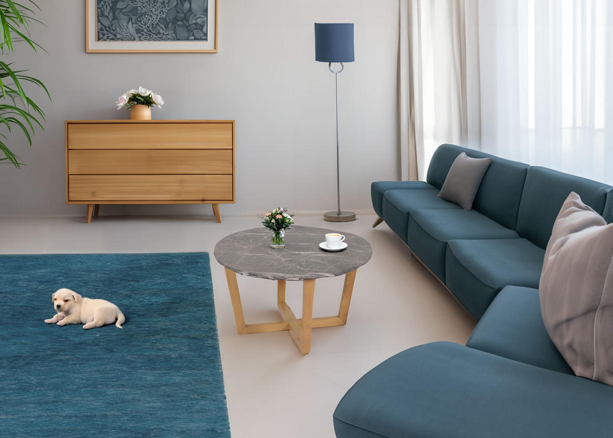 OKROGLA MIZA ZA Dnevno sobo Kamnito siva - siva, les (80/80/46cm) - MCW