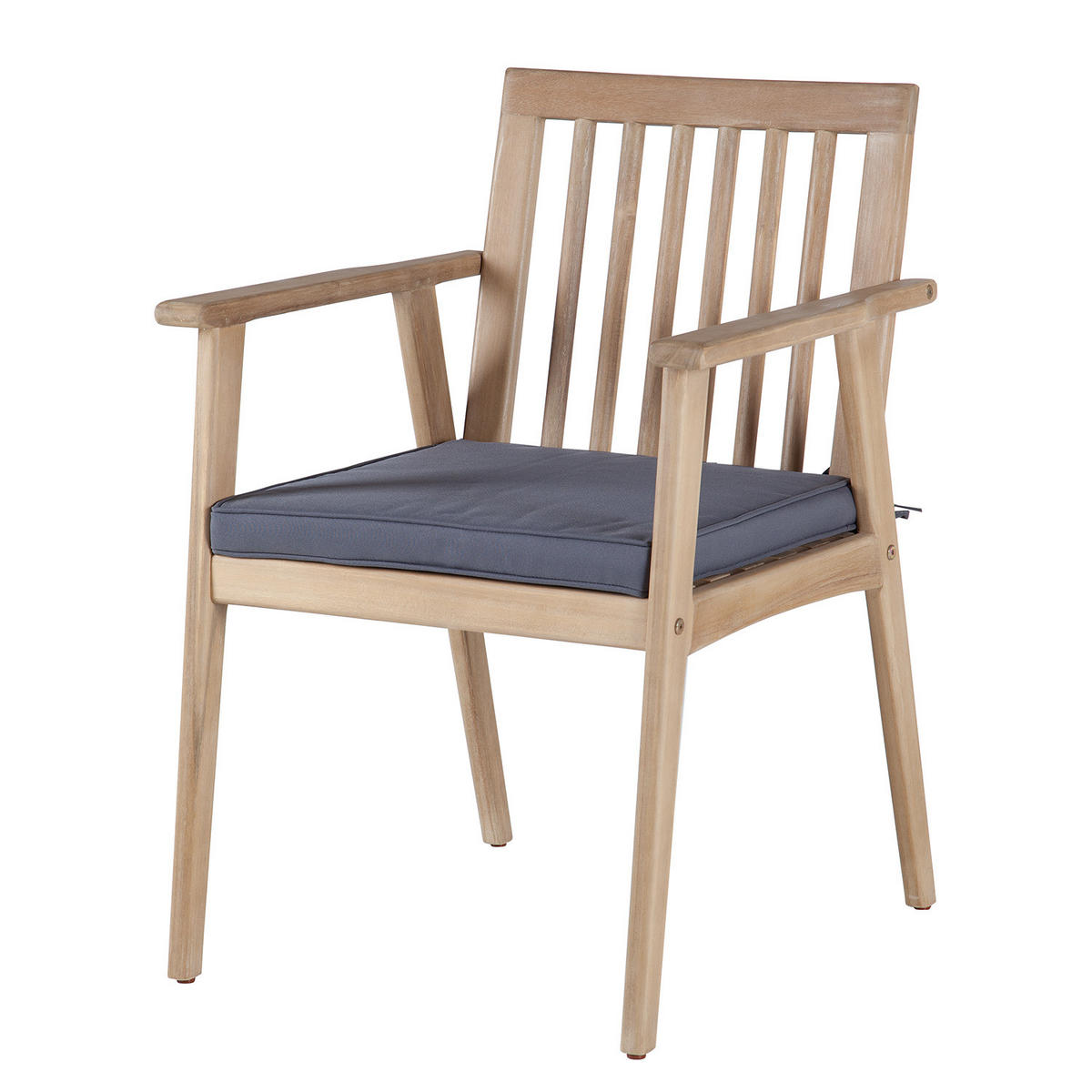 GARTENSTUHL - Akazie massiv / Polyester - Braun / Grau - 2er-Set - Braun/Grau, Holz/Textil (57/83/63cm) - home24