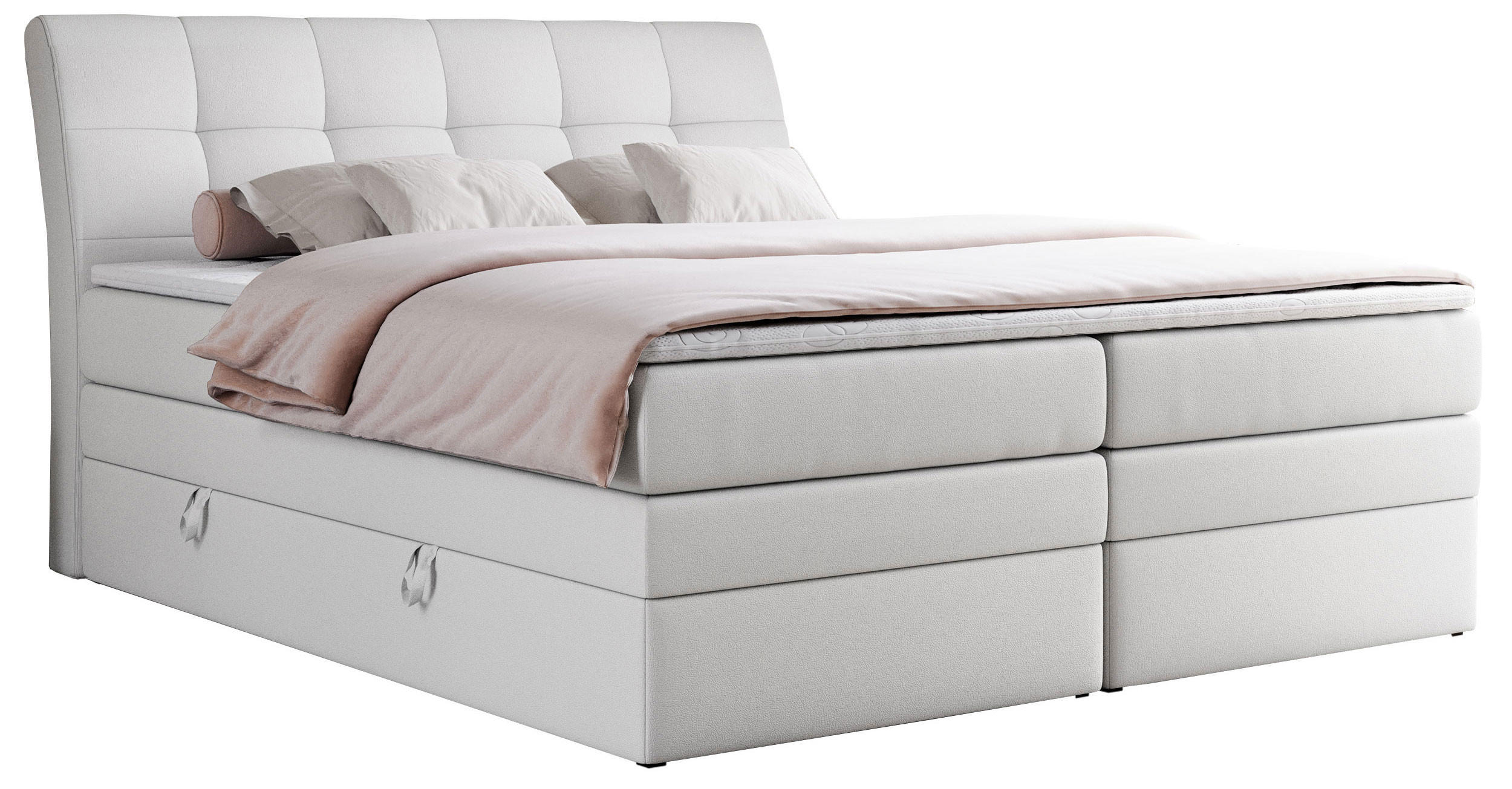 BOXSPRINGBETT GOLD-10 KING 180/200 Weiß Kunstleder - H3 - Weiß, Holz/Textil (180/200cm) - MKS