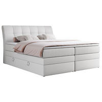 BOXSPRINGBETT GOLD-10 KING 180/200 Weiß Kunstleder - H3 - Weiß, Holz/Textil (180/200cm) - MKS