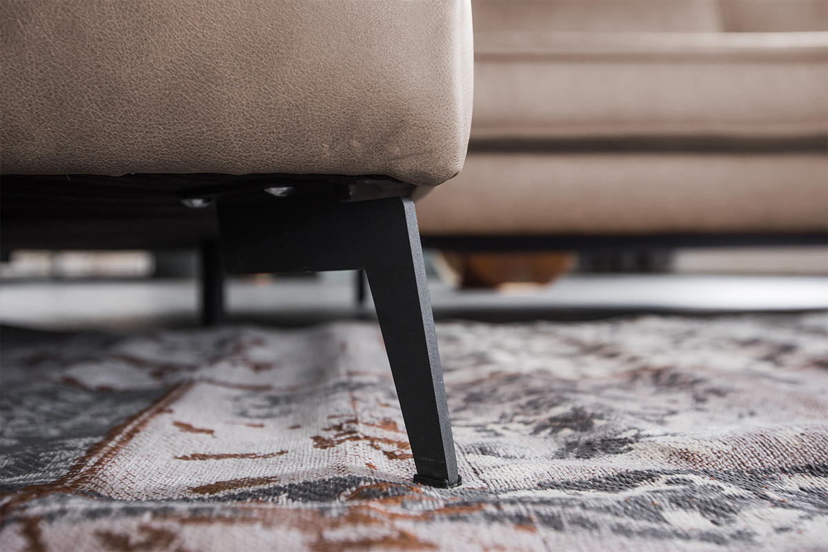 ECKSOFA BLOOM Taupe Leder - Taupe/Schwarz, Leder (276/177cm) - KAWOLA