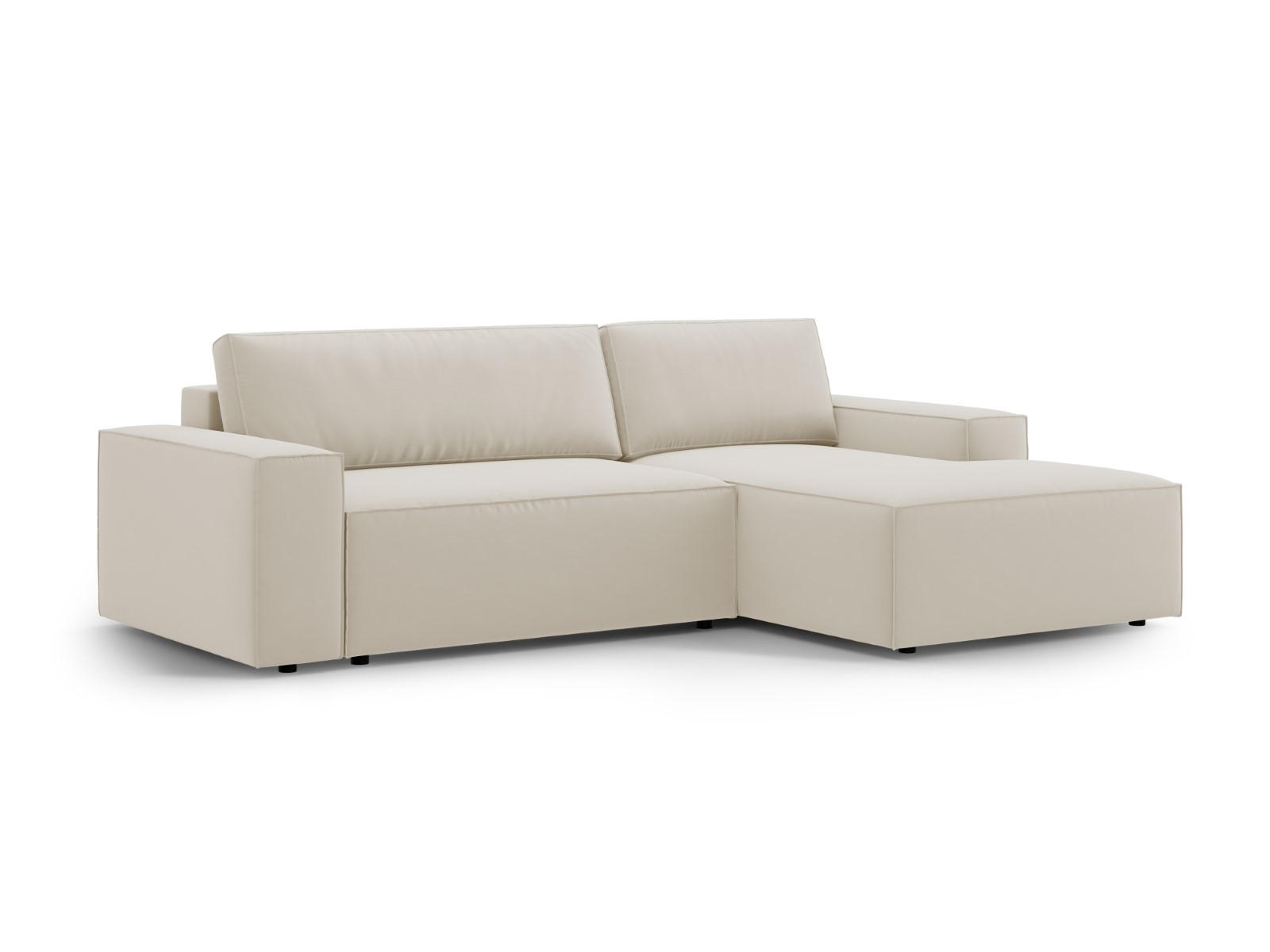 ECKSOFA ausklappbar rechts mit Container Jodie aus Samt dunkelbeige 3 Sitzplätze - Mokka, Textil (151/246cm) - Micadoni