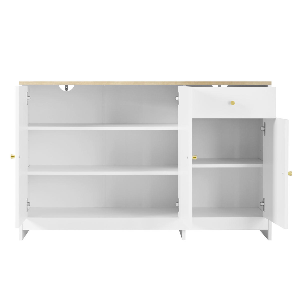 KOMODA MDF v bílé a přírodní barvě, 3 dvířka, 1 zásuvka a nastavitelné police - bílá, kompozitní dřevo (120/75/40cm) - Urban Meuble