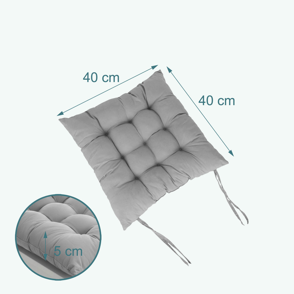 4XSTUHLKISSEN - Grau, Kunststoff/Textil (40/40/5cm) - Relaxdays