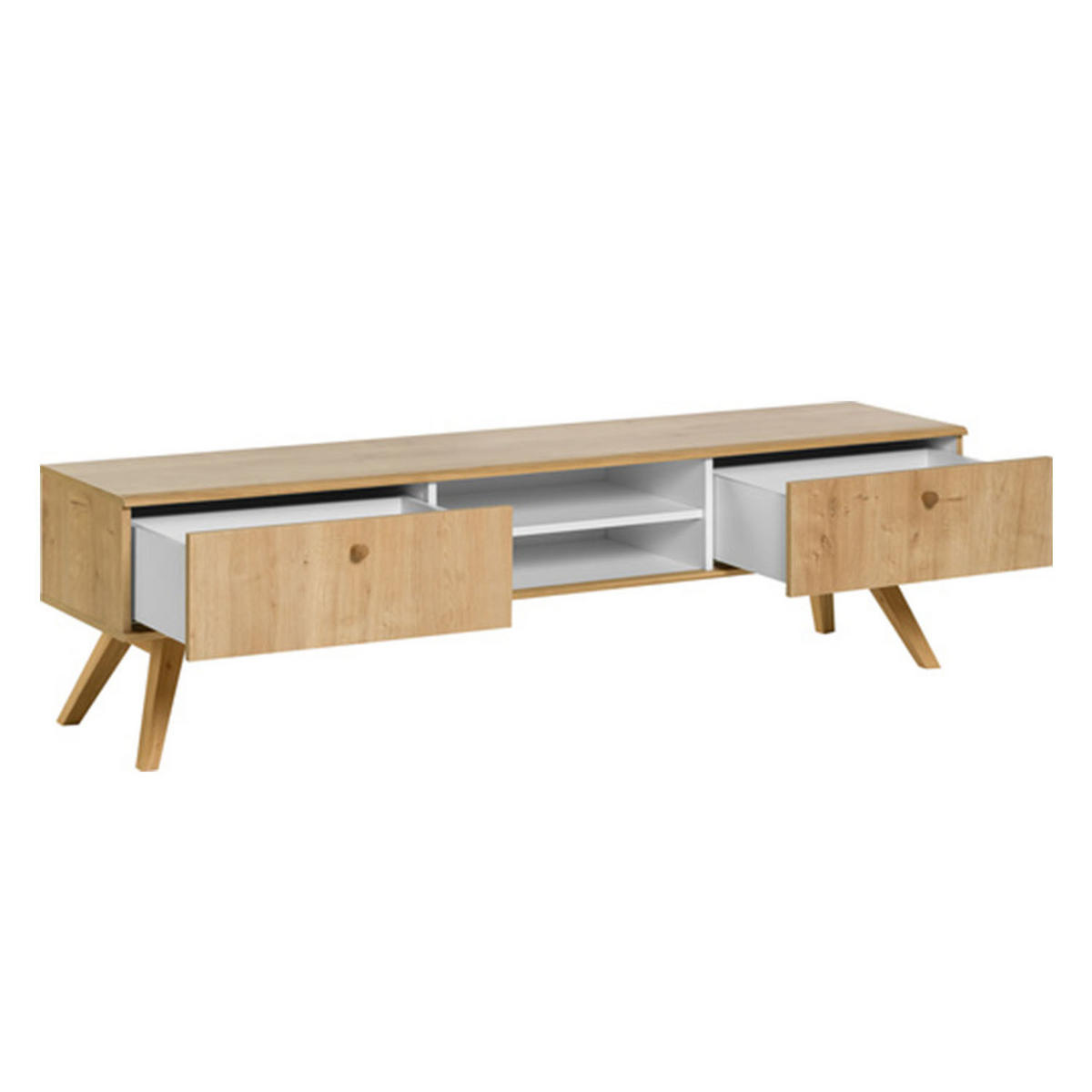 TV-MÖBEL mit 2 Schubladen und zentraler Nische - Nature - Eichefarben, Holzwerkstoff (40/50/179.5cm) - Calicosy