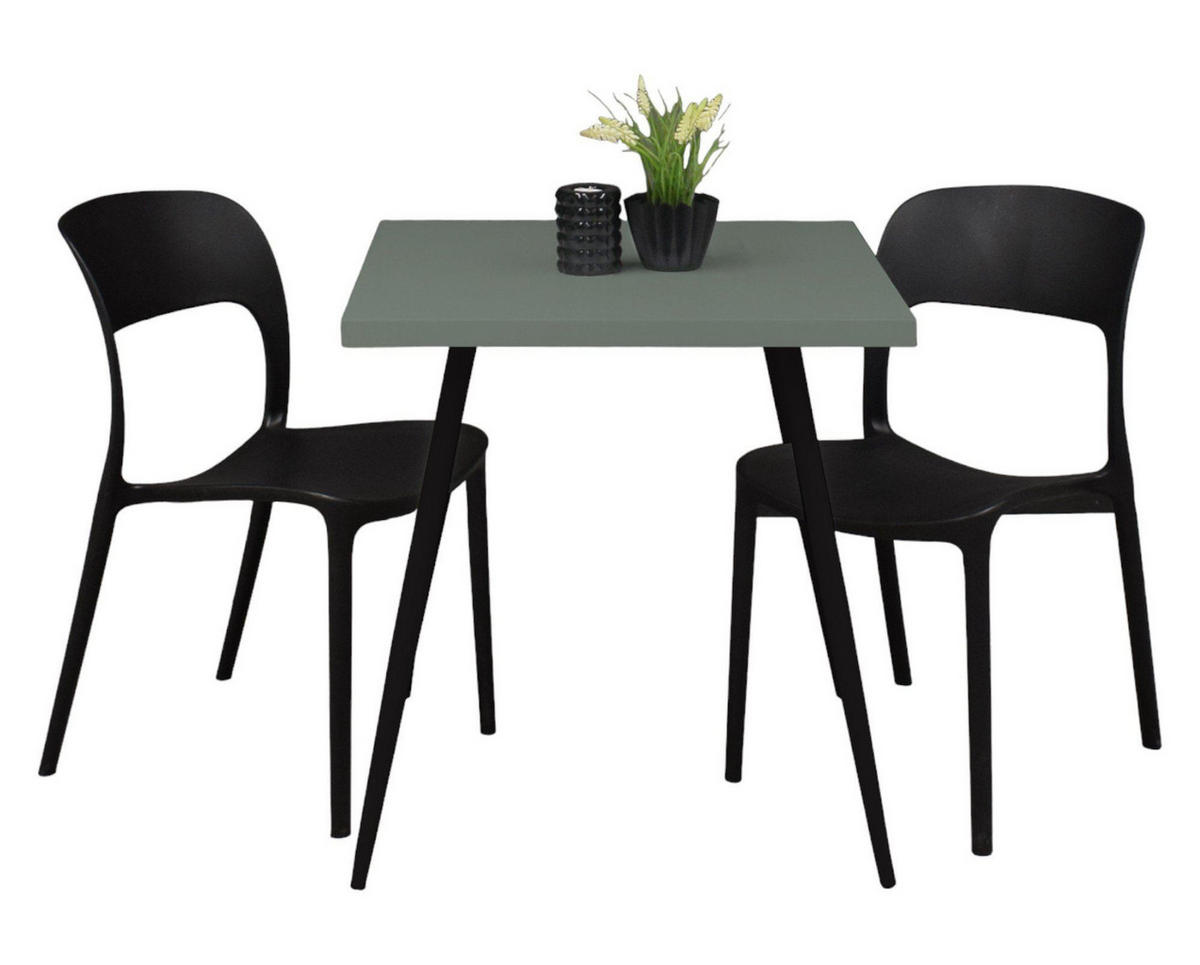 BARTISCH Ekaterina 70x70x75 schwarz matt/Pinie green matt lack - Grün, Metall (70/70/75cm) - 58aufmkessel
