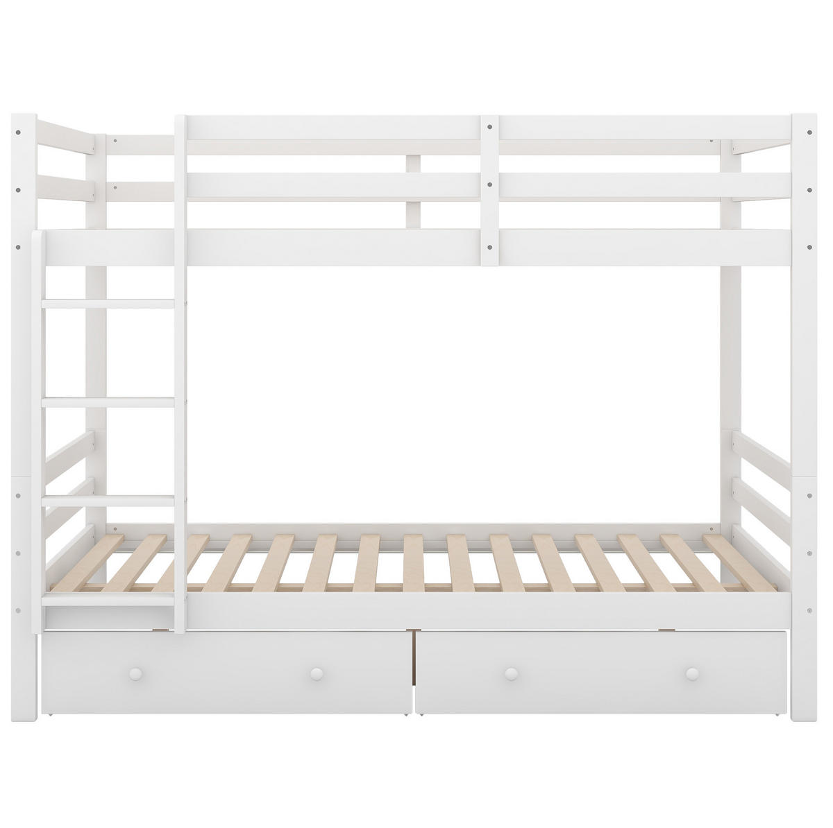 ETAGENBETT, 140x200 cm, mit Stauraumtreppe, Schrank und platzsparend, Weiß - Weiß, Holz (140/200cm) - OKWISH